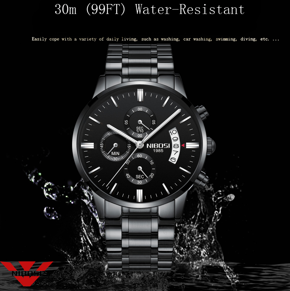 NIBOSI Stainless Steel Black Q - Luxury Watch Manufacturers ulasan dan harga