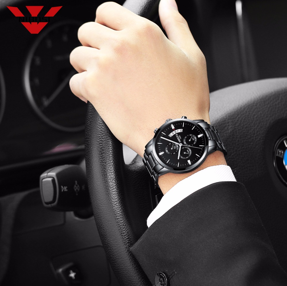 NIBOSI Stainless Steel Black Q - Luxury Watch Manufacturers ulasan dan harga