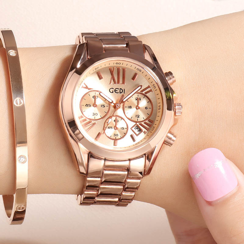 Luxury Rose Gold Women Casual  - Luxury Watch Unique ulasan dan harga