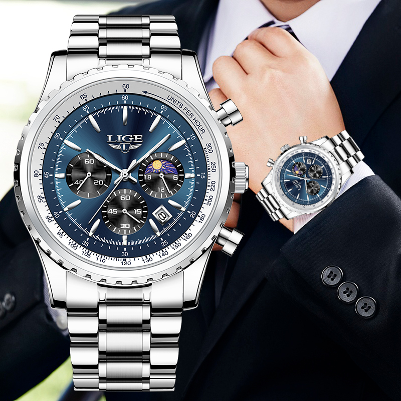 LIGE Brand Luxury Quartz Man W - Luxury Watch Manufacturers ulasan dan harga