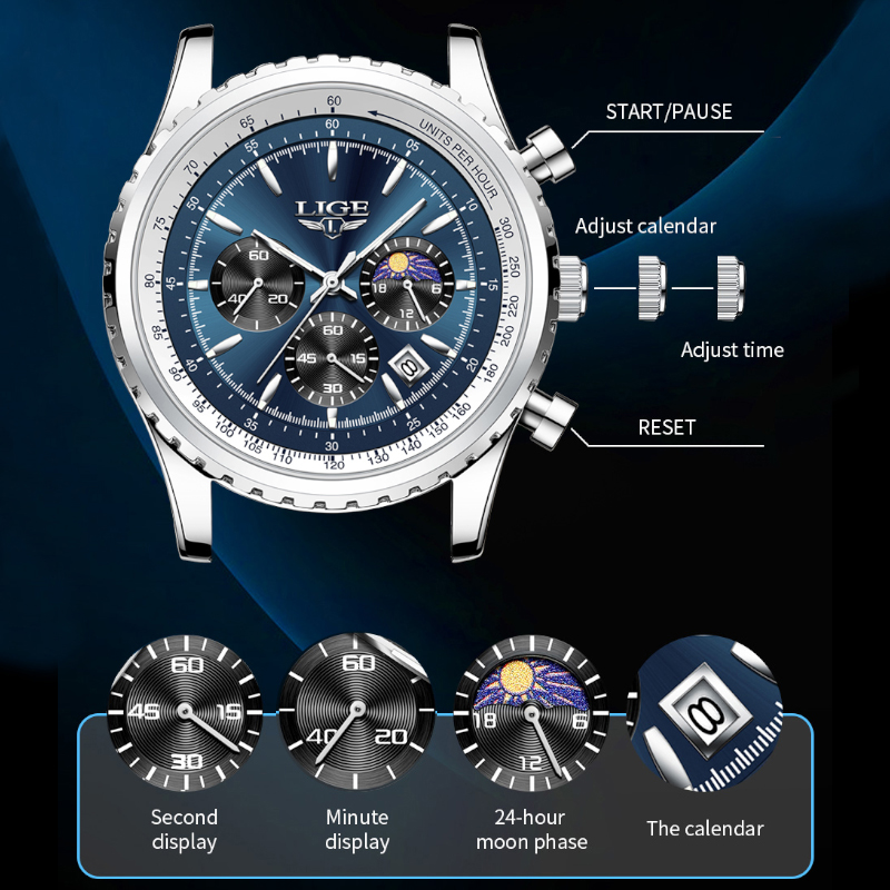 LIGE Brand Luxury Quartz Man W - Luxury Watch Manufacturers ulasan dan harga