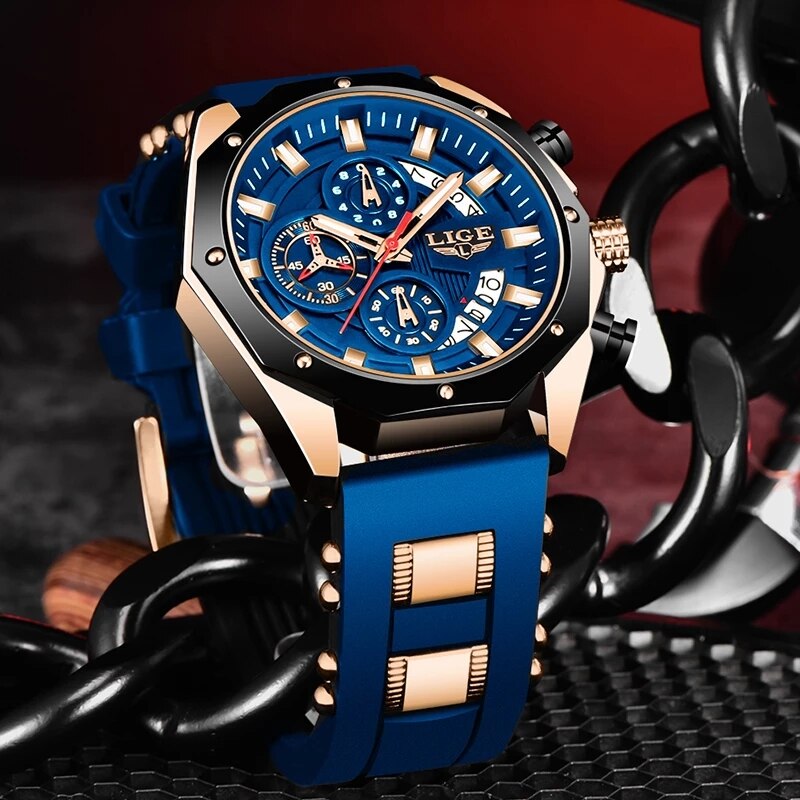 LIGE Fashion Men Watches Top B - Luxury Watch Manufacturers ulasan dan harga