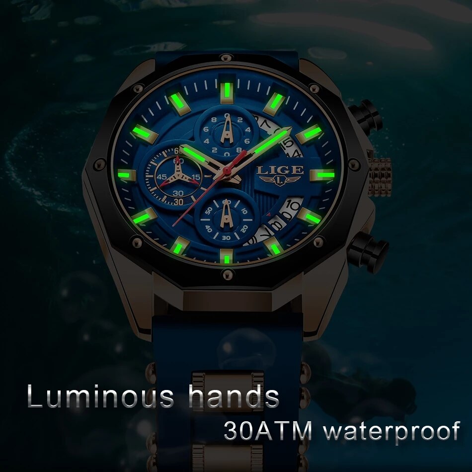 LIGE Fashion Men Watches Top B - Luxury Watch Manufacturers ulasan dan harga