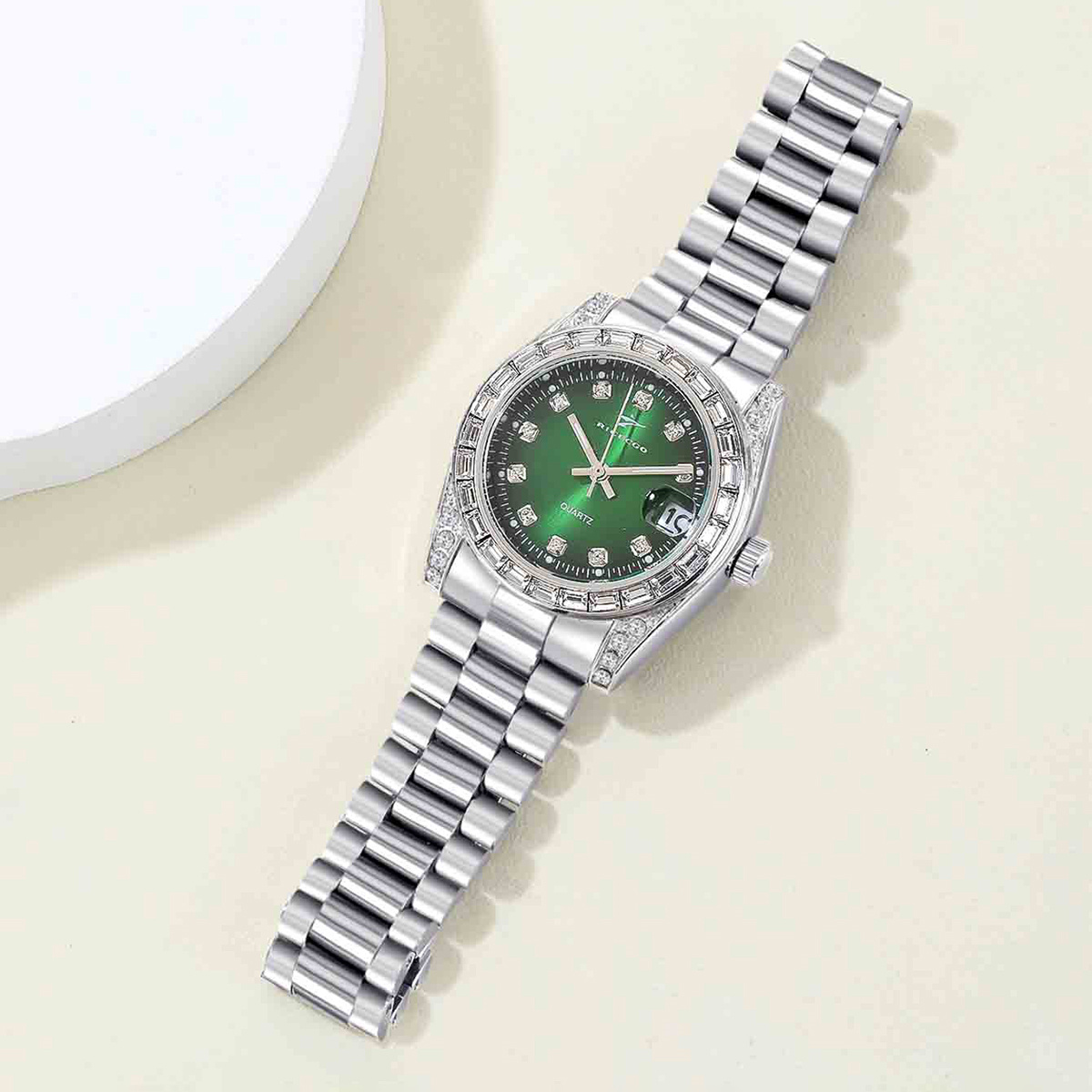 Classic green dial studded dia - Perpetual Calendar Watch ulasan dan harga