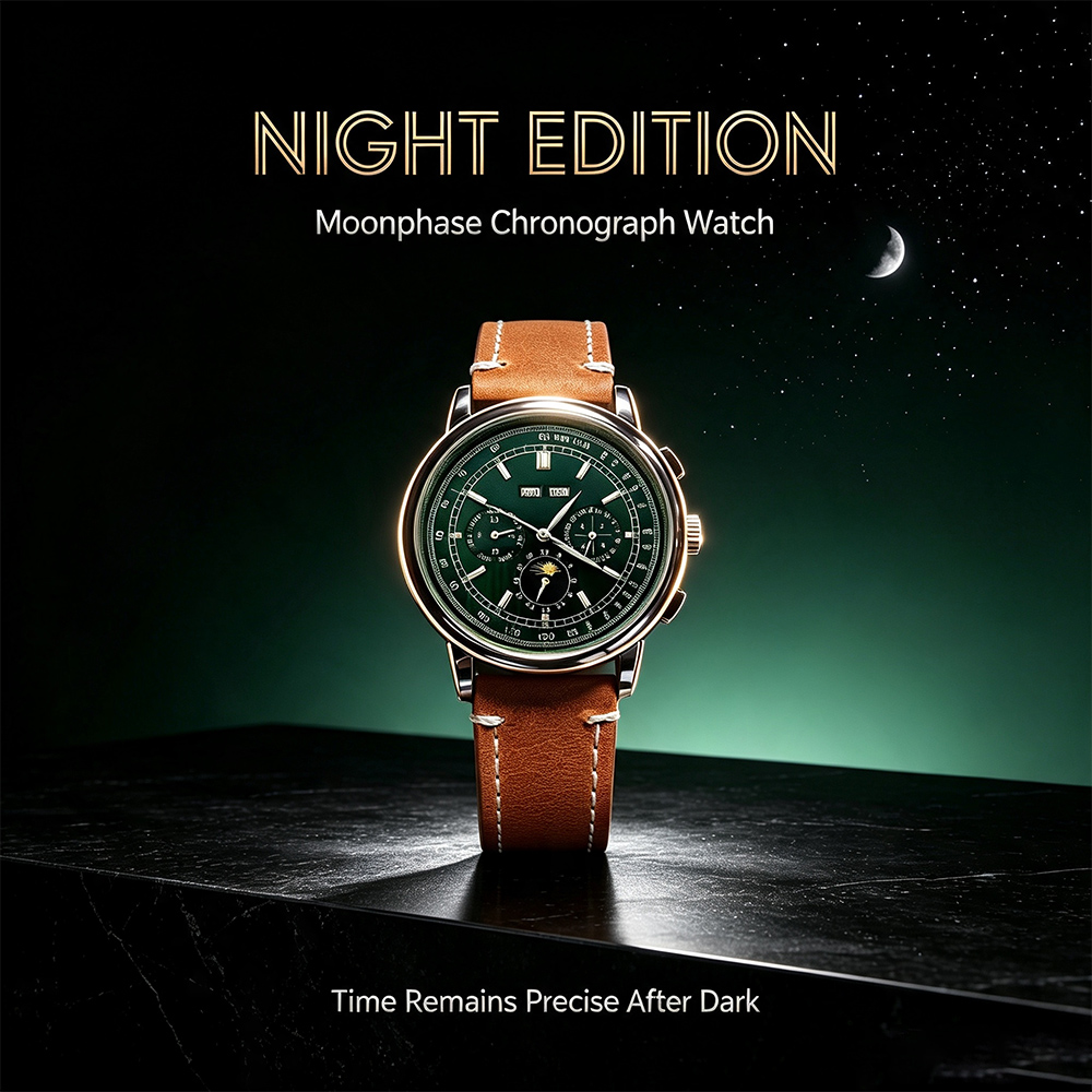 Men ST1655 Movement Moon Phase - Automatic Pilot Watch ulasan dan harga