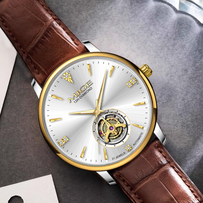 MIGE Thin Mens Open Heart Auto - Luxury Watch Green Dial ulasan dan harga